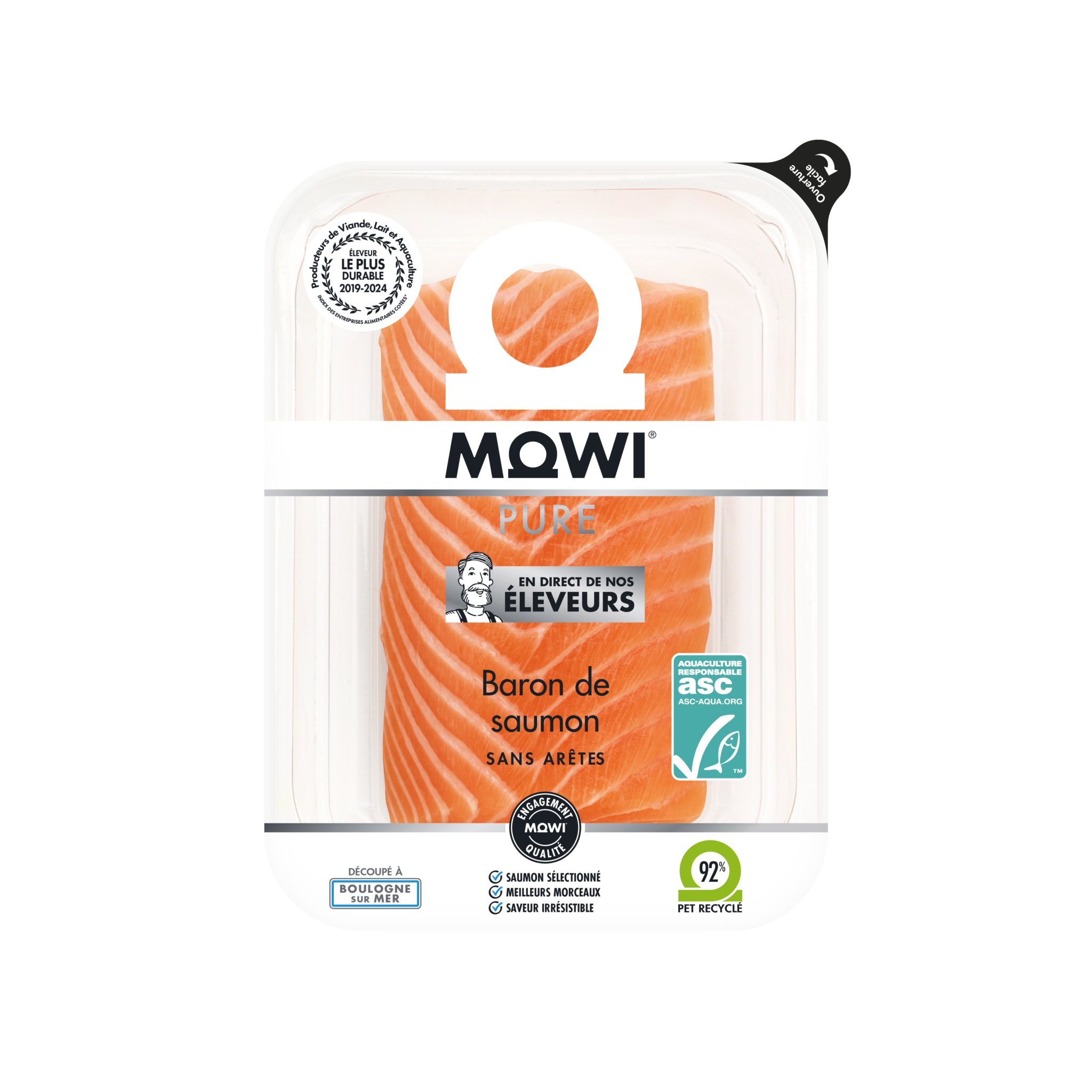 Filet de saumon Baron de Mowi, pura, sans arêtes, découpe à Boulogne-sur-Mer.
