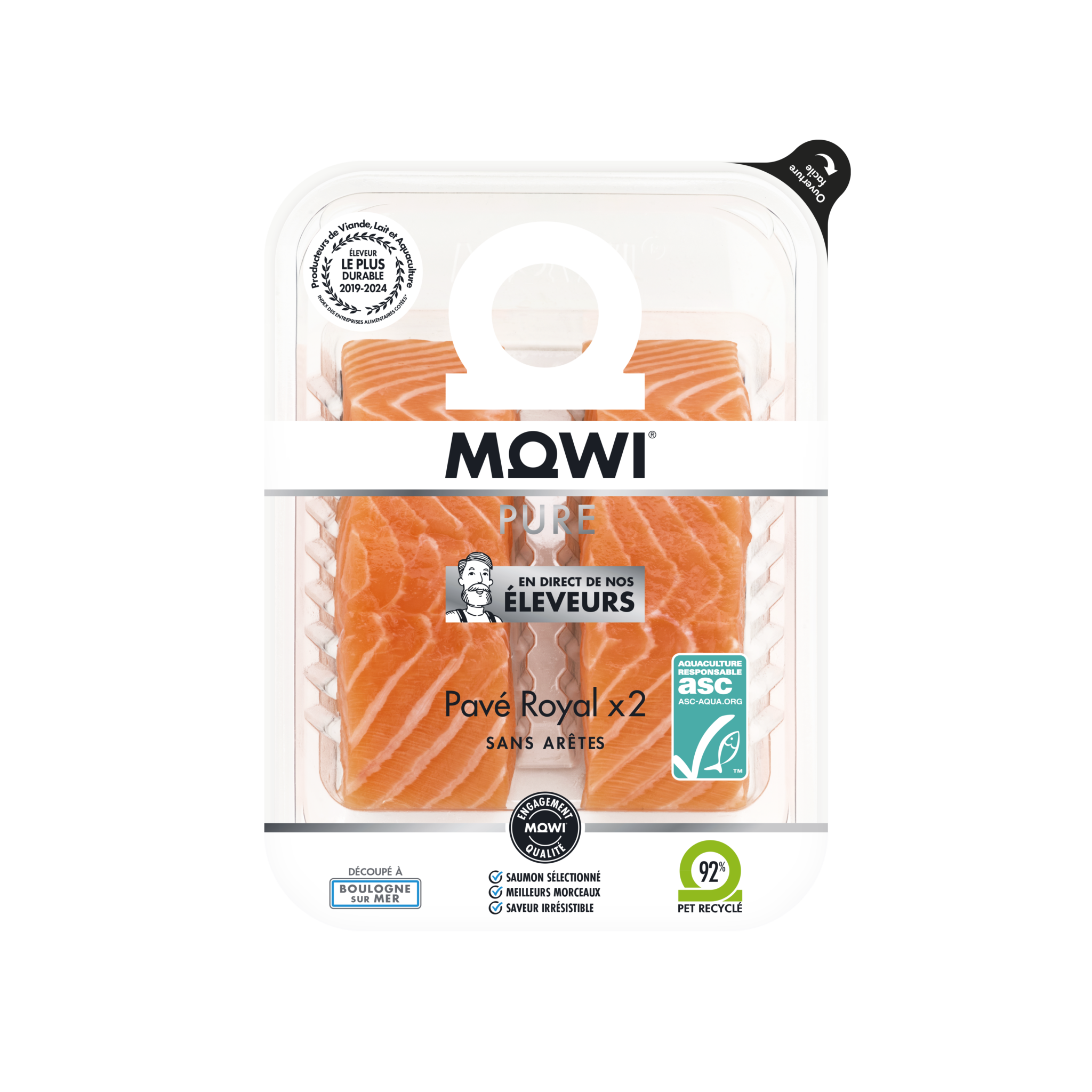 Pavé Royal de saumon Mowi Pure, sans arêtes, 2 portions, issu d'élevage responsable.